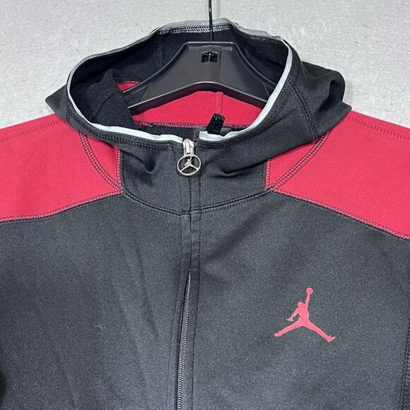 Nike Air Jumpman Sweatshirt Youth Boy Medium Black Red Full Zip-Up Jacket Hoodie - Picture 2 of 12
